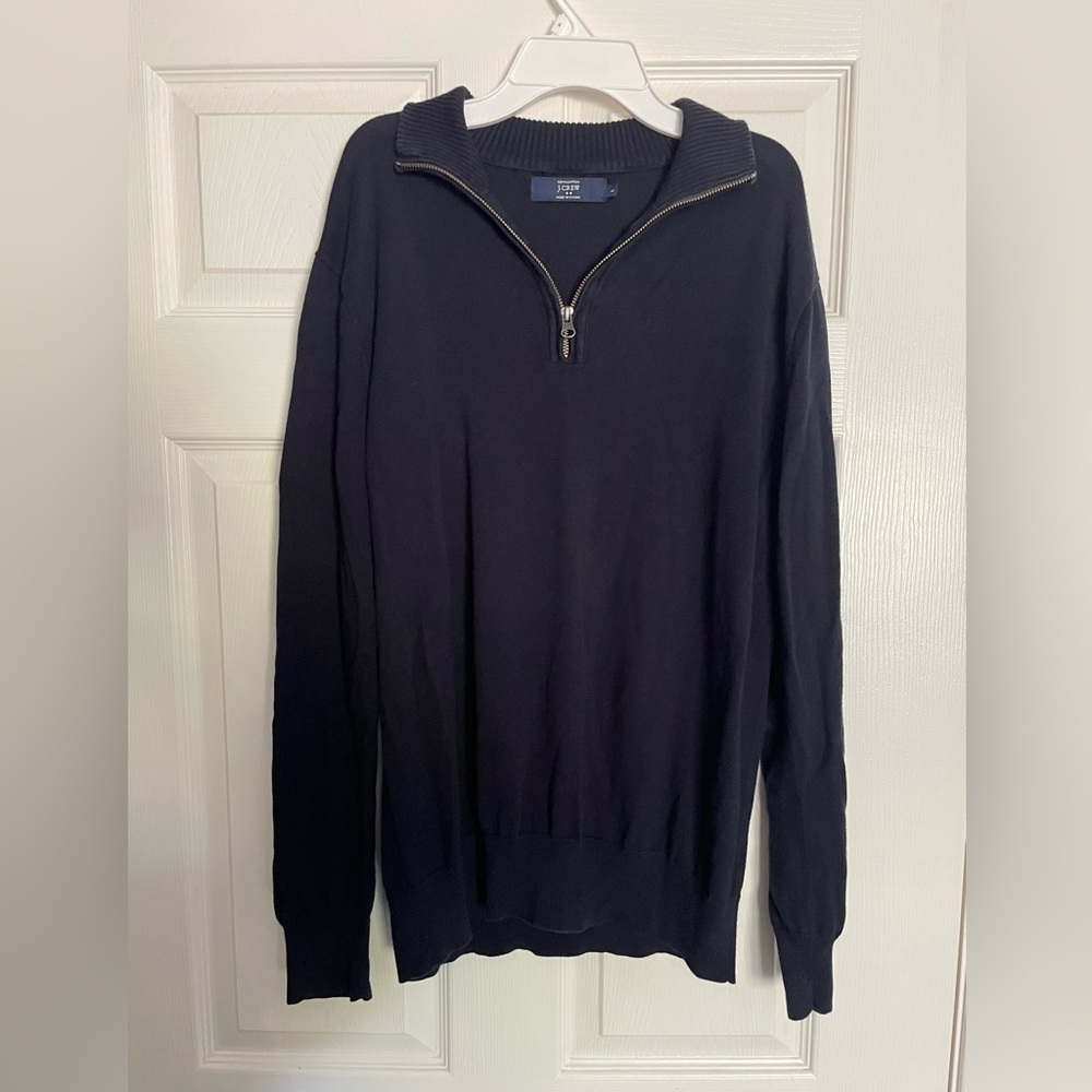 JCREW Men's Navy Quarter Zip-Up Sweater size large